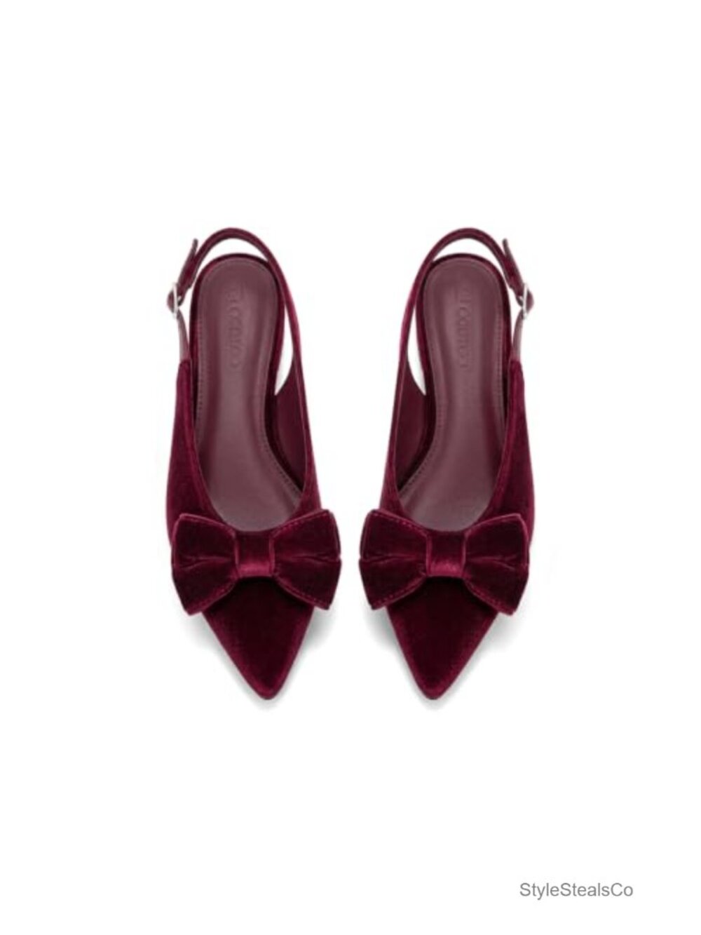 Women's Slingback Ballet Flats Pointed Toe Bow Shoes Slip On Comfort Work Dress
